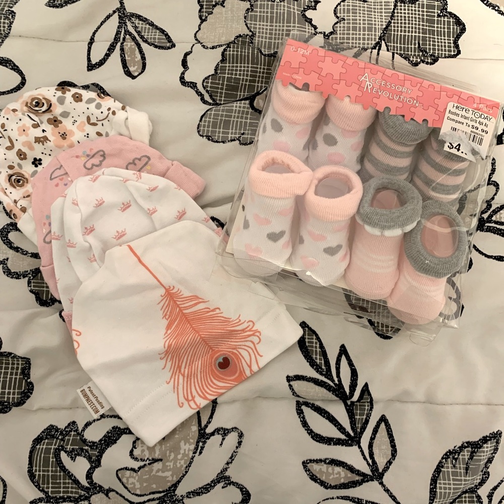 Bundle of baby girl hats and socks